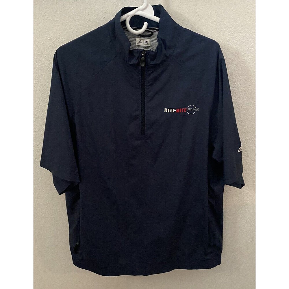 Adidas Men's ClimaProof Wind Golf Jacket Pullover Shirt Blue Medium 1/4 Zip NWT